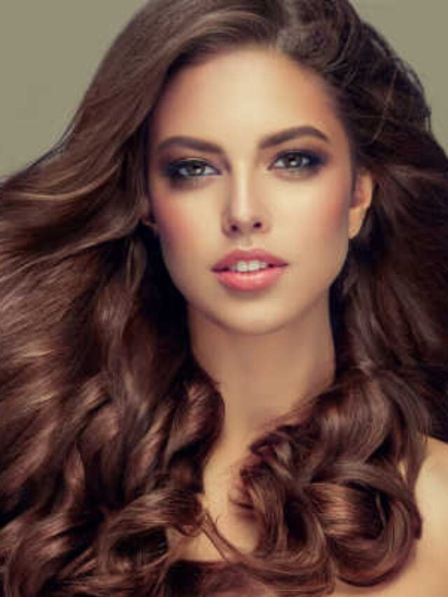 Young,,Brown,Haired,Woman,With,Voluminous,Hair.beautiful,Model,With,Long,